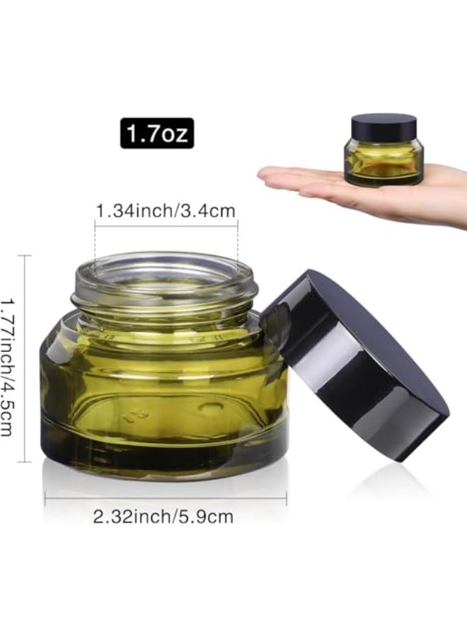 1.7 Oz Glass Cosmetic Jars with Lids, 3 Pack Small Glass Jars with Lids, 50ml Green Empty Refillable Glass Cosmetic Containers, Travel Size Containers for Samples, Creams, Lotions, Green - Image 2