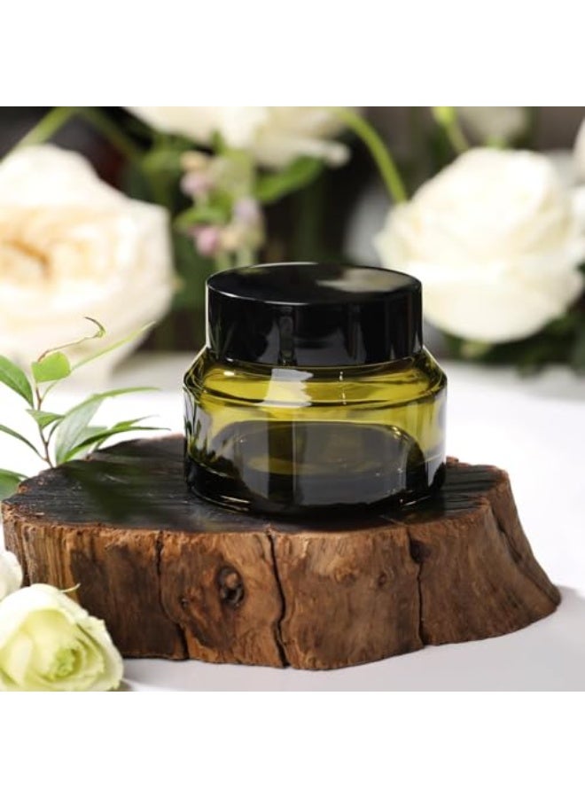 1.7 Oz Glass Cosmetic Jars with Lids, 3 Pack Small Glass Jars with Lids, 50ml Green Empty Refillable Glass Cosmetic Containers, Travel Size Containers for Samples, Creams, Lotions, Green - Image 5