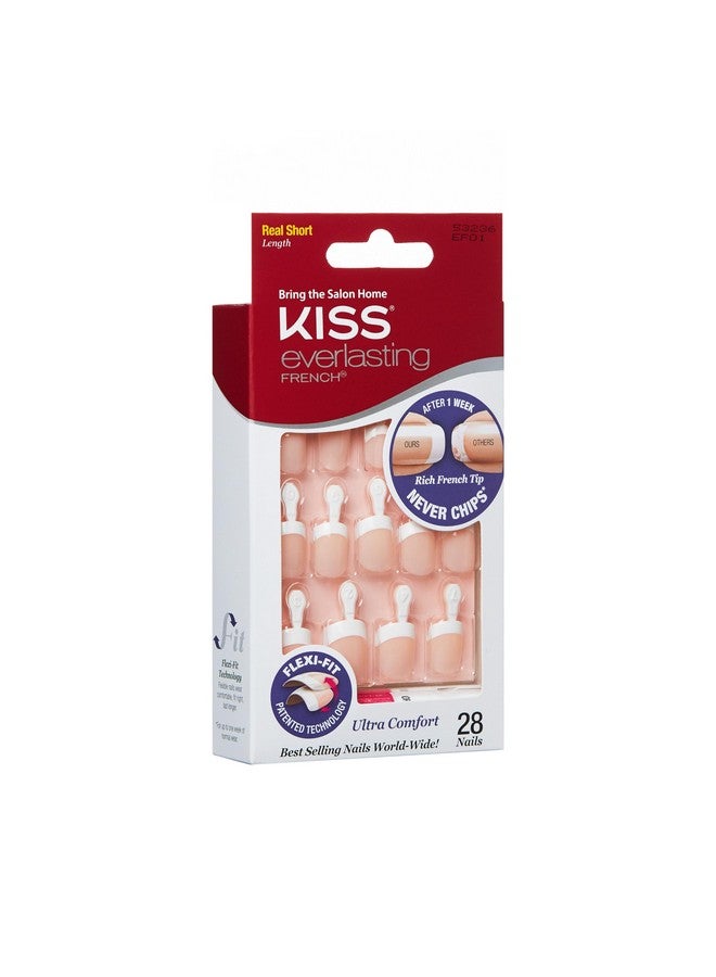 Kiss Everlasting French Nail Manicure, Chip-Free with Flexi-Fit Technology, Real Short, "Endless", Nail Kit with Pink Nail Glue (Net Wt. 2 g / 0.07oz.), Mini File, Manicure Stick, and 28 Fake Nails - Image 2