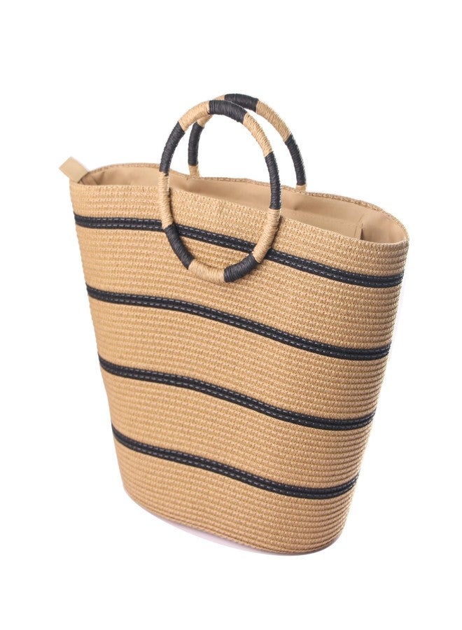 Eiyye Large Woven Tote Bag for women Straw Tote Bag Woven Stripe Handbag Travel Vacation Purse for Shopping Picnic Work - Image 1