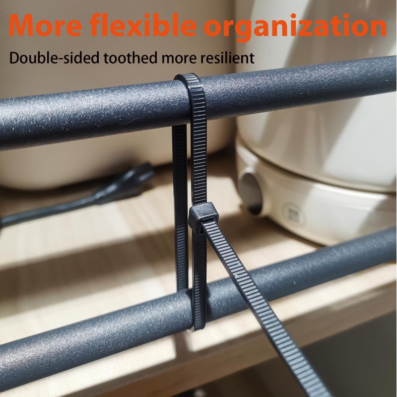 JIANYANG Zip Ties Assorted Size,500 Pack,6+8+12+14+18 Inch Double Sided Toothed,120 LBS Tensile Strength Heavy Duty Cable Wire Ties Self-Locking Adjustable Durable Nylon Tie Wraps for Indoor Outdoor White - Image 5