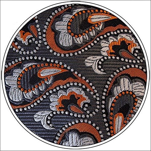 Secdtie Men's Classic Orange Grey Jacquard Woven Silk Tie Formal Necktie - Image 5