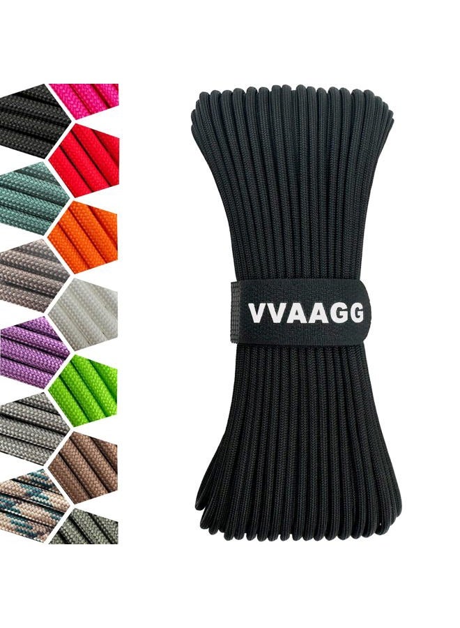VVAAGG 1000 Black Paracord Rope 100FT Utility Nylon Heavy Duty 12 Strand Parachute Cord for Camping, Tent, Clothsline, Outdoor Hiking, Fishing, Survival Braceletand, Marine Weatherproof Rope (100FT) - Image 1