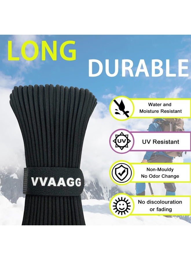 VVAAGG 1000 Black Paracord Rope 100FT Utility Nylon Heavy Duty 12 Strand Parachute Cord for Camping, Tent, Clothsline, Outdoor Hiking, Fishing, Survival Braceletand, Marine Weatherproof Rope (100FT) - Image 4