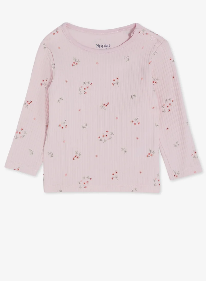 ريبلز مع نمشي طقم بيجامة للبنات بلوزة وبنطلون بأكمام طويلة