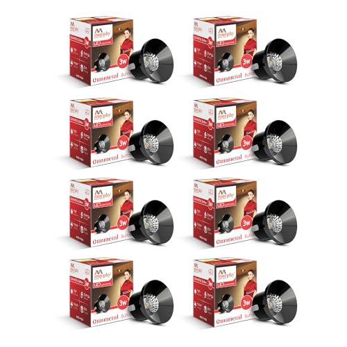 Murphy 3 Watts Gun Metal Button LED Warm White(Golden Yellow) Round LED Spot Light, Pack of 8 - Image 1