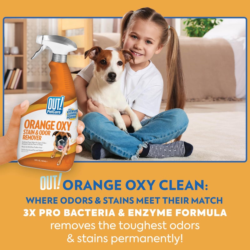 OUT! PetCare Complete Oxy Stain Remover, Oxy Orange Spray, Pet Stain and Odor Eliminator, Carpet Cleaner, Dog Urine Remover and Pet Odor Neutralizer, Upholstery Cleaner, 32 fl oz - Image 4