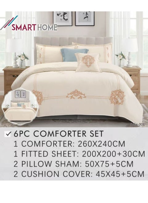 Embroidered two-sided quilt set, two-sided mattress, consisting of 6 pieces, quilt with 6-piece filling, 100% microfiber, quilt size 240 x 260 cm