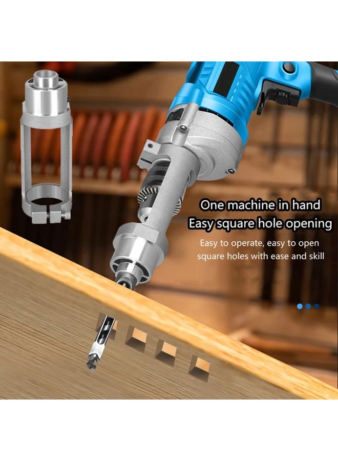 1pc Square Hole Drill Bit with Stainless Steel Support Bracket Woodworking Mortising Chisel for Electric Drill - Image 2