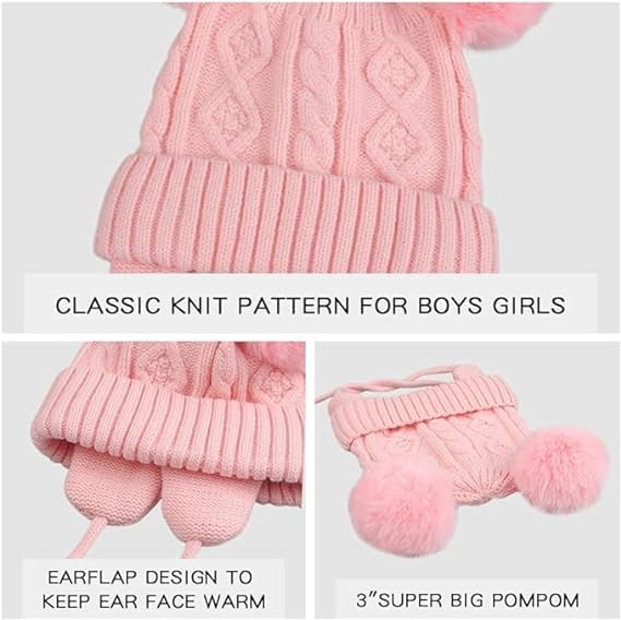 INFISPACE Baby's Super Warm Winter Woolen Skull Beanie Cap with Fur Inside| Double Pompom Baby Hat (Age: 6 Months to 3 Years) (in, Age, 6 Months, 24 Months, Pompom with String Blue) - Image 4