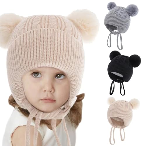INFISPACE Baby's Super Warm Winter Woolen Skull Beanie Cap with Fur Inside| Double Pompom Baby Hat (Age: 6 Months to 3 Years) (in, Age, 6 Months, 24 Months, Pompom with String Blue) - Image 5