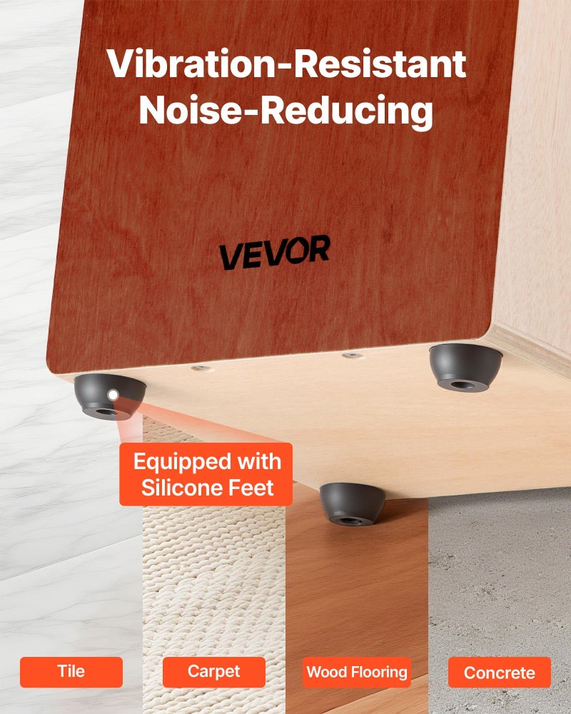 VEVOR Cajon Box Drum, with Internal Guitar Strings, Lightweight Wooden Percussion Box, Portable Birch Wood Drum Musical Instrument with Silicone Feet, for Beginners & Professionals, 12 x 12 x 17 in - Image 4
