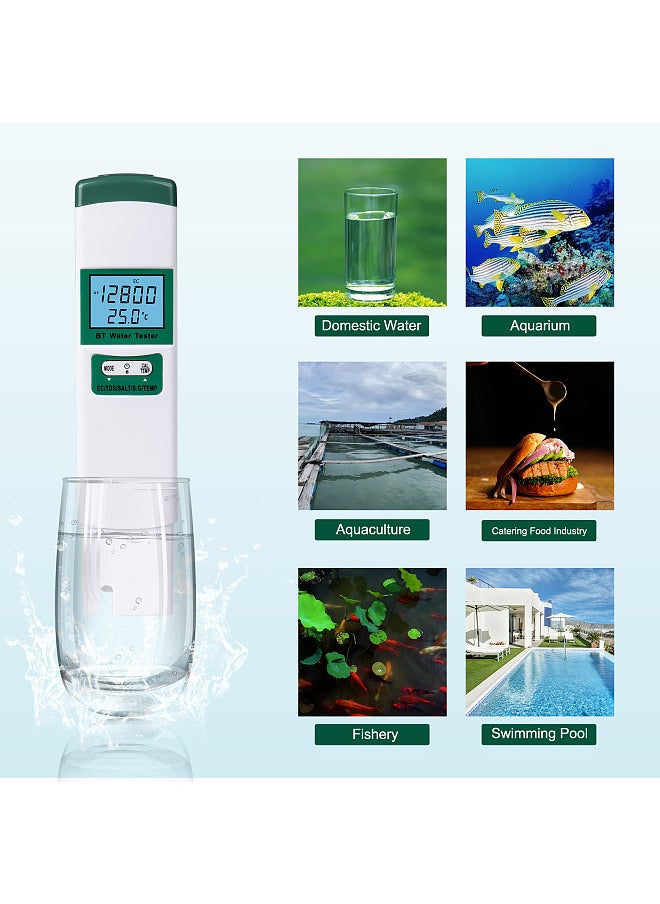 Generic - 5 in 1 Water Quality Test Meter EC/TDS/SALT/S.G/TEMP Meter for Water with LCD Backlight Display High Accuracy Water Testing Kits for Drinking Water Nutrients Growing Indoor Garden Pool Aquarium - Image 1