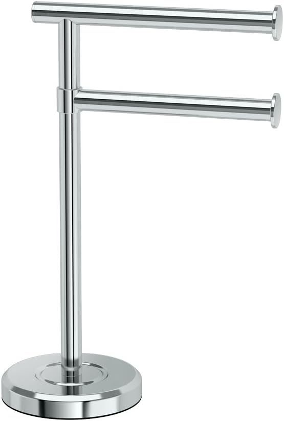 gatco Gatco 1472C Latitude II Minimalist Bathroom Counter Top 2Arm Pivot Hand Towel Holder 12 Height Chrome - Image 1