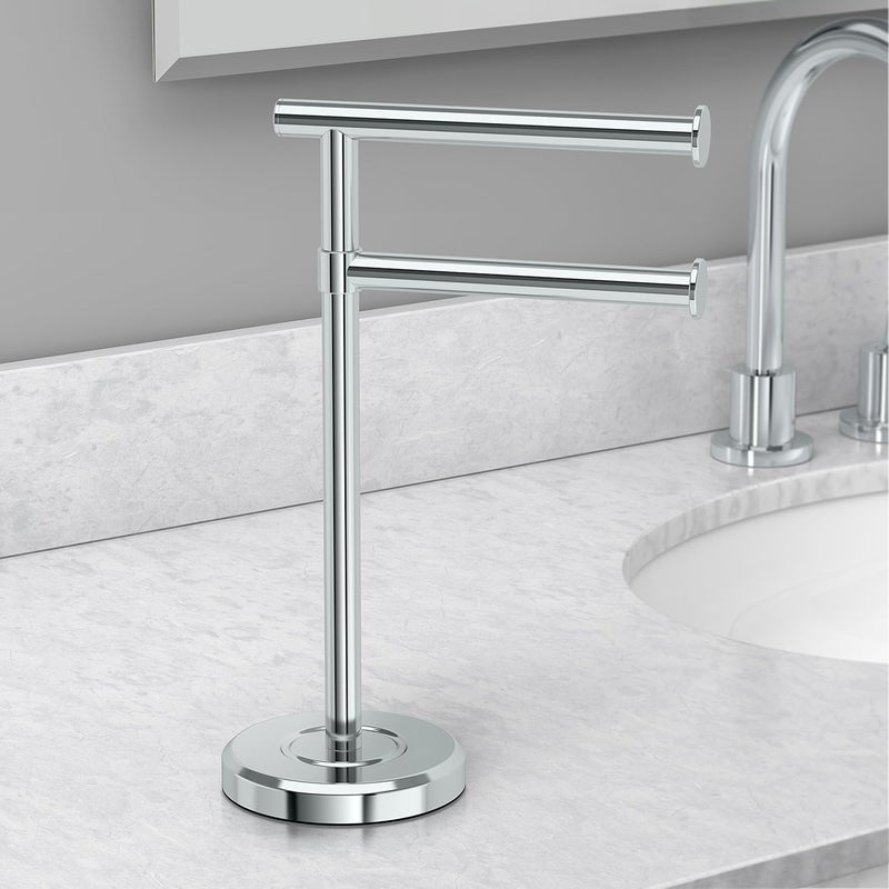 gatco Gatco 1472C Latitude II Minimalist Bathroom Counter Top 2Arm Pivot Hand Towel Holder 12 Height Chrome - Image 5