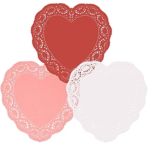 Gift Boutique 150 Count Heart Doilies 6 Red Pink and White Paper Lace Doilies for Valentine Day Decorations Crafts