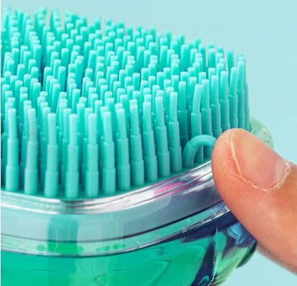 SHOPECOM Silicone Shampoo Massage Brush with Soap Gel Dispenser Function Soft Bristles for Sensitive Skin Exfoliating Body Shower Scrubber Loofah Bath Hand Scalp Kids Pet Grooming Wash(1) - Image 2