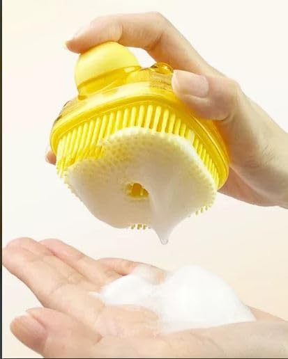 SHOPECOM Silicone Shampoo Massage Brush with Soap Gel Dispenser Function Soft Bristles for Sensitive Skin Exfoliating Body Shower Scrubber Loofah Bath Hand Scalp Kids Pet Grooming Wash(1) - Image 3