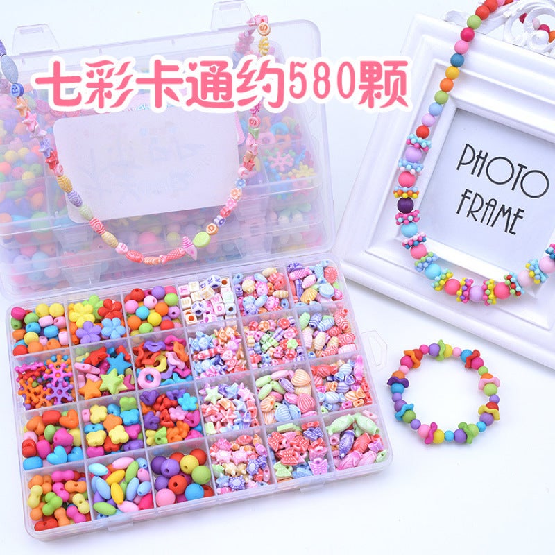 DIY Bracelet Making Kit 24 Colorful Cartoon Beads Set For Kids Ages 4-6 - Intelligence Development Toy for Creative Jewelry Crafting - Image 1
