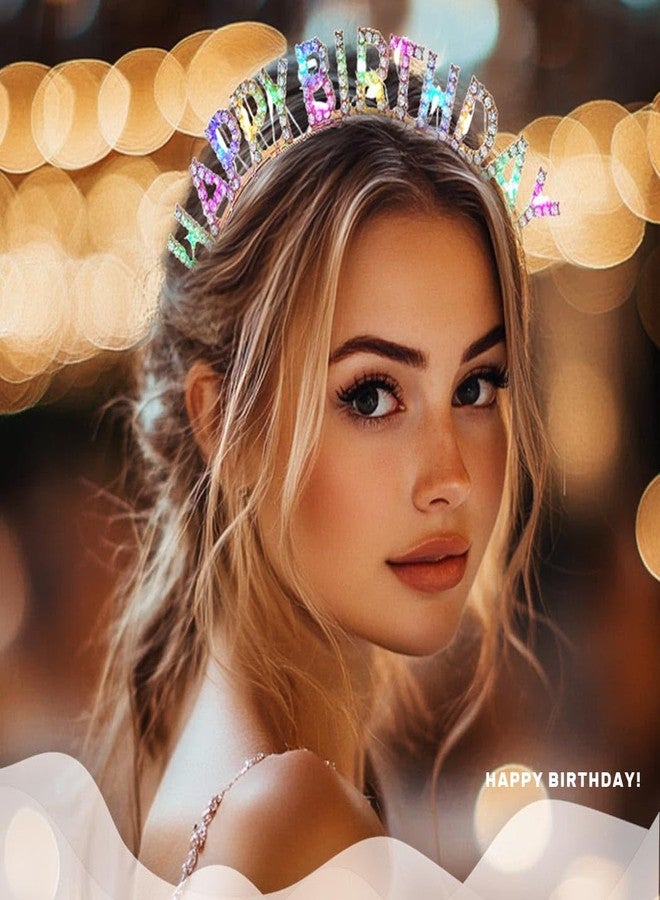 أسورنا طقم إكسسوارات عيد ميلاد مضيء من Aceorna، تاج ووشاح مرصع بأحجار الراين الذهبية، مزود بإضاءة LED، للنساء (ذهبي، مقاس واحد) - Image 4