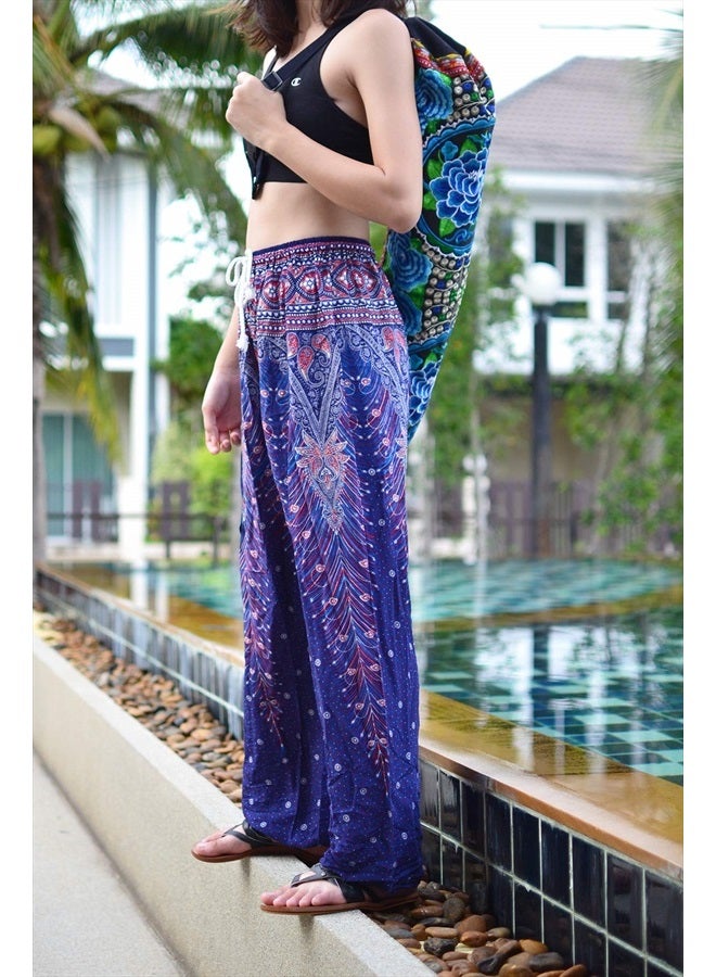 Your Cozy Harem Pants Womens Plus Bohemian Yoga Elephant Beach Casual Printed Drawstring Trousers (Peacock Violet XL) - Image 5