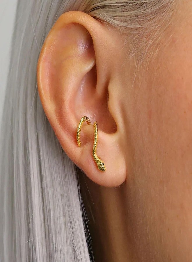 GLMOCM Gold Snake Earrings for Women Vintage Snake Stud Earrings Halloween Goth Earrings Punk snake Accessories Jewelry Gifts for Women (Gold) - Image 3