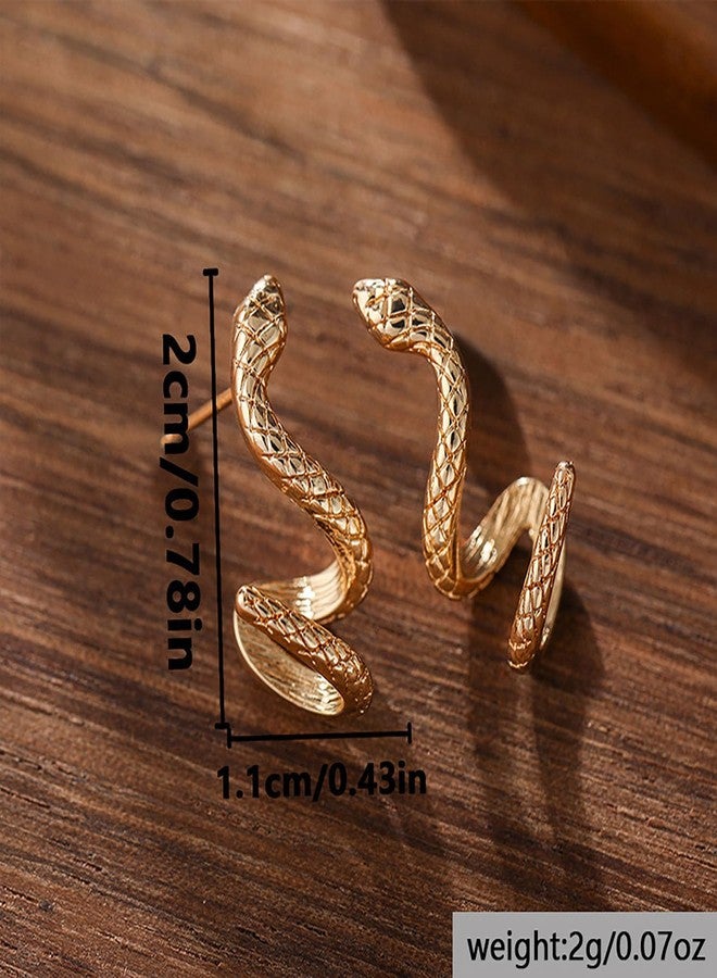 GLMOCM Gold Snake Earrings for Women Vintage Snake Stud Earrings Halloween Goth Earrings Punk snake Accessories Jewelry Gifts for Women (Gold) - Image 4