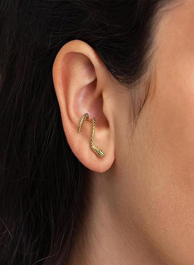 GLMOCM Gold Snake Earrings for Women Vintage Snake Stud Earrings Halloween Goth Earrings Punk snake Accessories Jewelry Gifts for Women (Gold) - Image 2