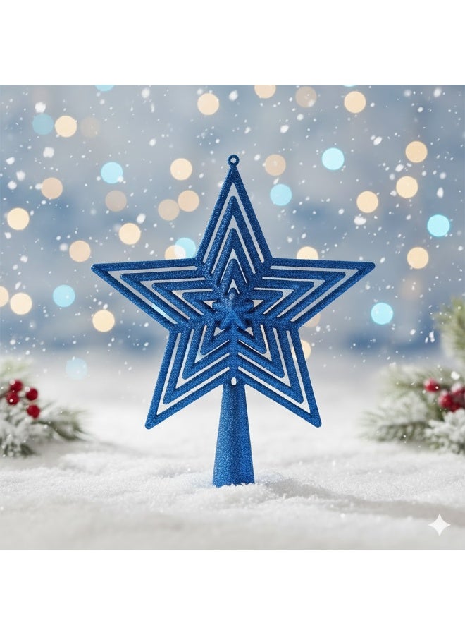 Blue Glitter Star for Christmas Tree - Image 3