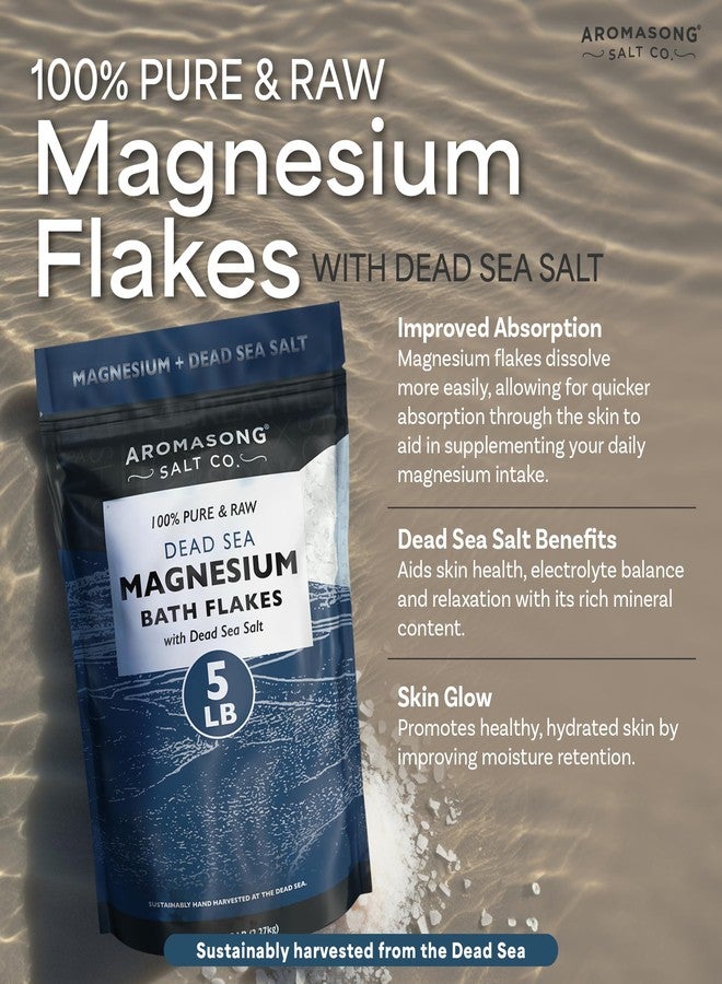 Aromasong Raw Magnesium Flakes for Bath + Dead Sea Salt for Soaking - 5 Lb Resealable Pack Magnesium Chloride Flakes - Organic Bath Salt Relaxing Mineral Soak (Packaging May Vary) - Image 3