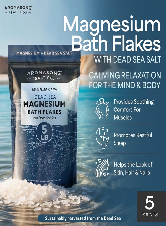 Aromasong Raw Magnesium Flakes for Bath + Dead Sea Salt for Soaking - 5 Lb Resealable Pack Magnesium Chloride Flakes - Organic Bath Salt Relaxing Mineral Soak (Packaging May Vary) - Image 2