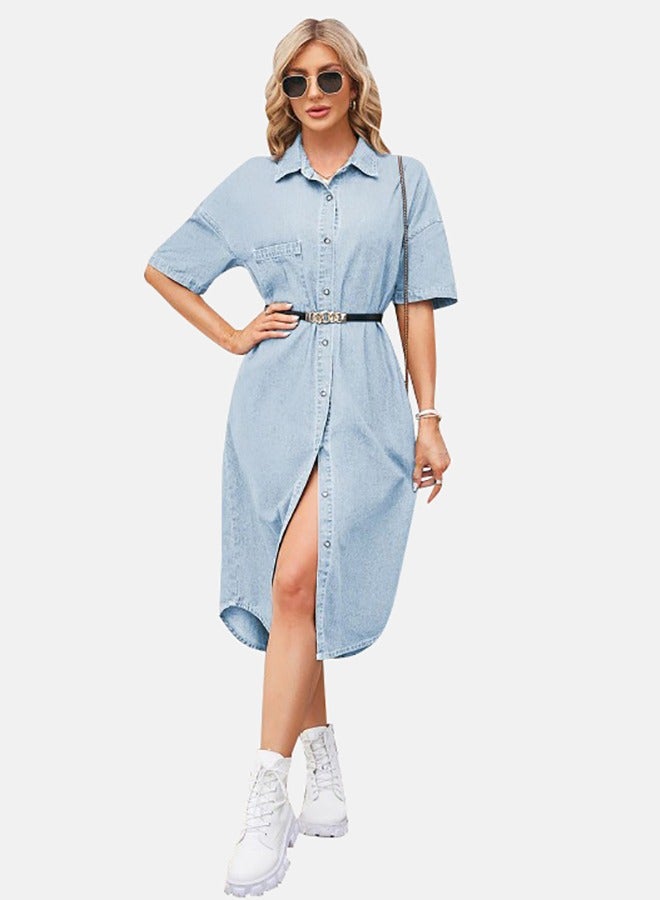 يونيكي Blue Denim Casual Denim Dress - Image 1