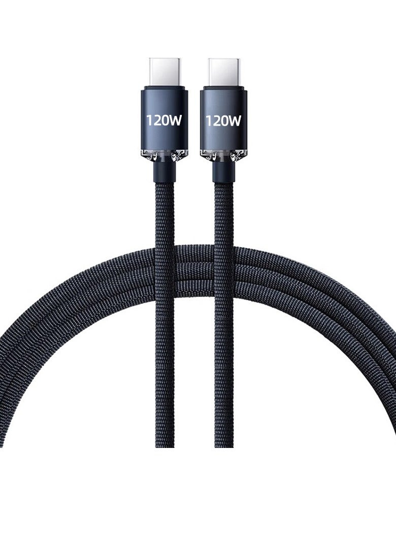 AROAQ USB C To Type C Cable, Lightweight Fast Charging Data Cord, Compact And Portable Fast Data Transfer Cable, Nylon Braided Data Cable For Mobile Phones Tablets, (1pc Black, 2m Length) - Image 1