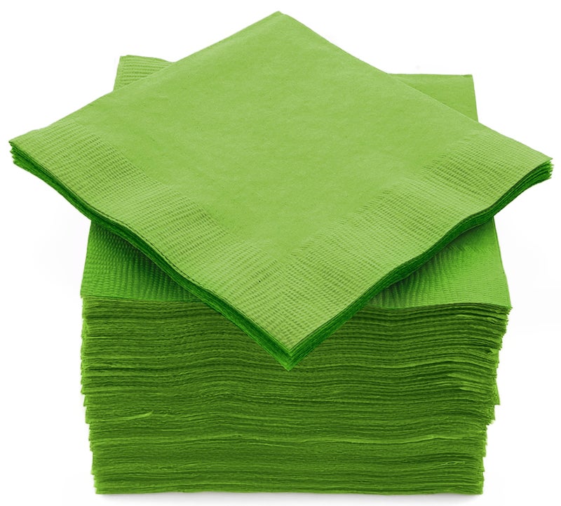 100 Pack Kiwi Green Beverage Napkins Big Party Pack 2 Ply Ideal for Wedding Party Birthday Dinner Lunch Cocktails 5 x 5 by Amcrate