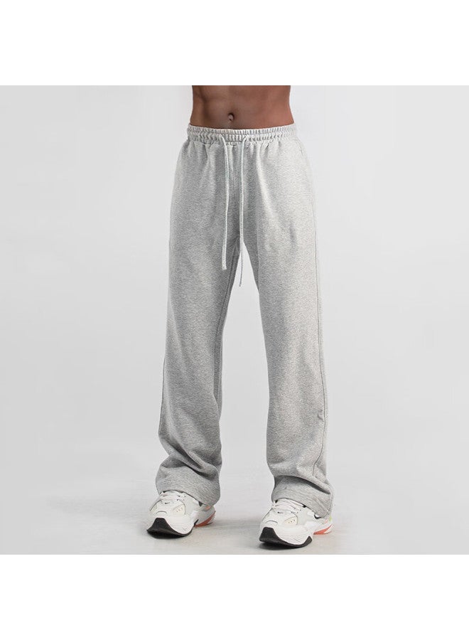Dingfengbaoluo Men's Summer Thin Straight Pure Color Loose Wide Leg Pants Xs29 Gray 3XL - Image 2