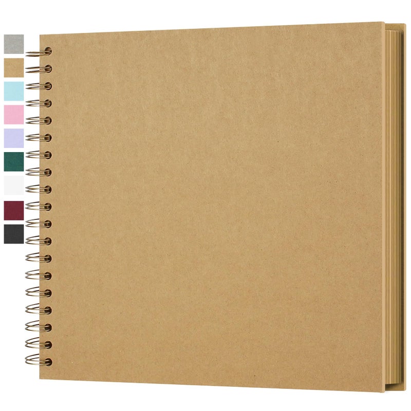 Yopih 10 x 10 Inch DIY Scrapbook Photo Album Hardcover Kraft Blank Page AcidFree 40 Pages 20 Sheets Memory Book for Wedding Anniversaries Family Baby Memories Small Scrapbooking Projects Yellow