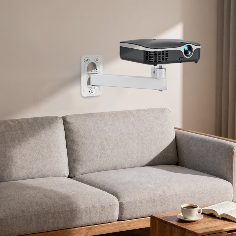 BAISHUN Projector Stand, Wall and Mini Ceiling Mount with 1/4-Inch Thread, 360-degree Rotation, Adjustable Tilt & Swivel, Foldable, Easy Setup Compatible with Most Projectors for Home, Office, White - Image 2