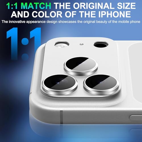 CASENED Camera Lens Protector Tempered Glass for iPhone 17 Pro Max - Alloy Metal Cover with Tempered Glass - Scratch Resistant, Easy Installation (1, Silver, iPhone 17 Pro Max) - Image 2
