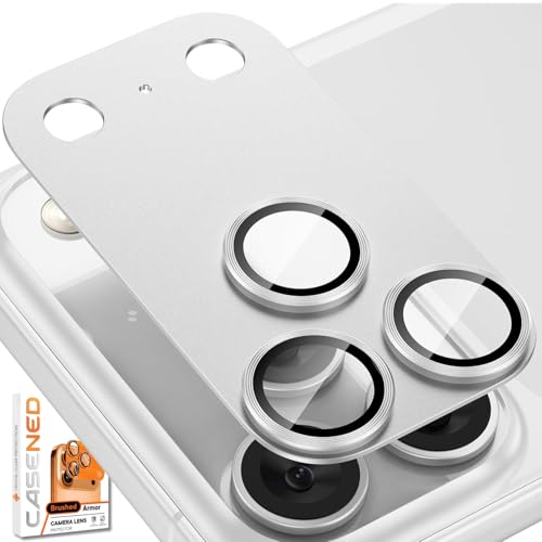 CASENED Camera Lens Protector Tempered Glass for iPhone 17 Pro Max - Alloy Metal Cover with Tempered Glass - Scratch Resistant, Easy Installation (1, Silver, iPhone 17 Pro Max) - Image 1