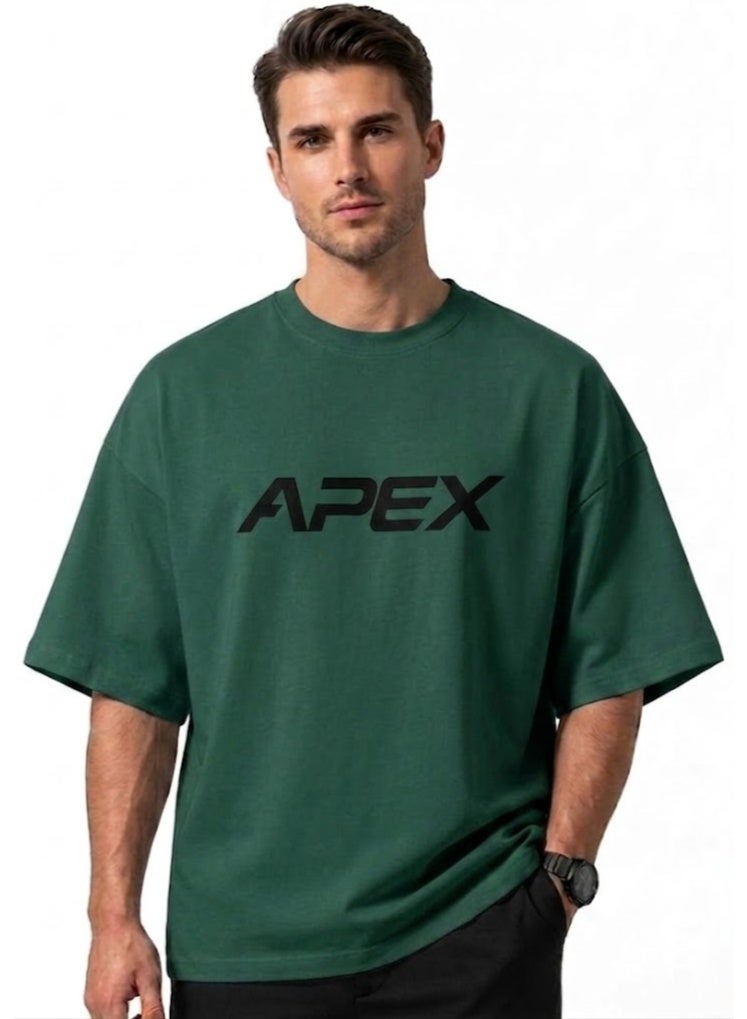 أبيكس تيشرت رجالي أوفرسايز من أبكس (APEX) – قطن ناعم ومريح – لون أخضر عصري - Image 1