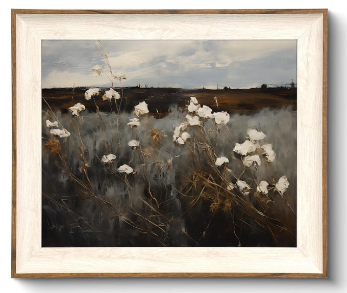 FRAMED WALL ART FOR BEDROOM VINTAGE WILDFLOWER PAINTING CANVAS ART PRINTS MOODY DARK AUTUMN FLOWER WALL DECOR AESTHETIC FARMHOUSE DECOR WALL ART FLORAL PICTURES 10X12INCH