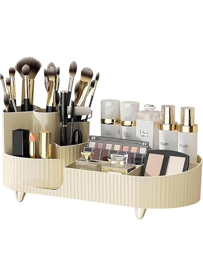 HOOKOR Rotating Makeup Organizer, Makeup Organizer Countertop, Large Capacity Cosmetic Display Case,Skin Care Product Organizer with Rotating Makeup Brush Holder Organizer,Makeup Organizer for Vanity - Image 1
