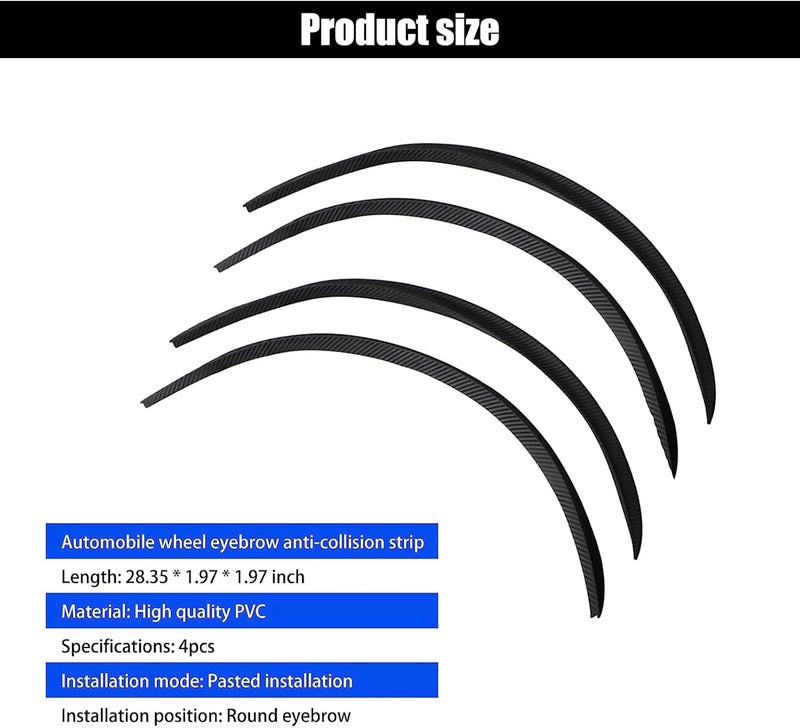 GKmow 4 PCS Car Fender Trim Strip - 28" Anti-Scratch Wheel Fender Protectors in Carbon Fiber Design - Image 2