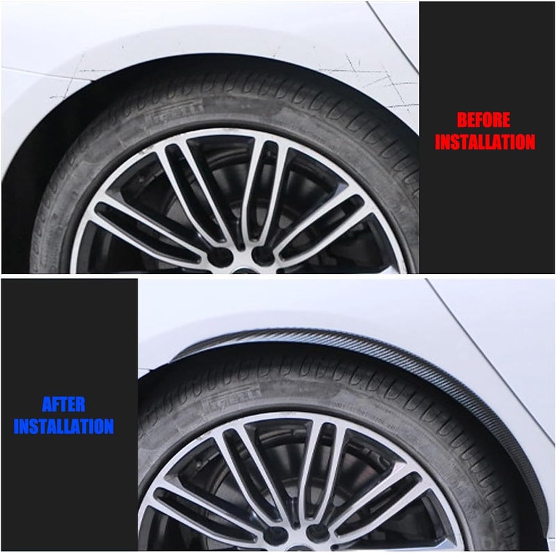 GKmow 4 PCS Car Fender Trim Strip - 28" Anti-Scratch Wheel Fender Protectors in Carbon Fiber Design - Image 4