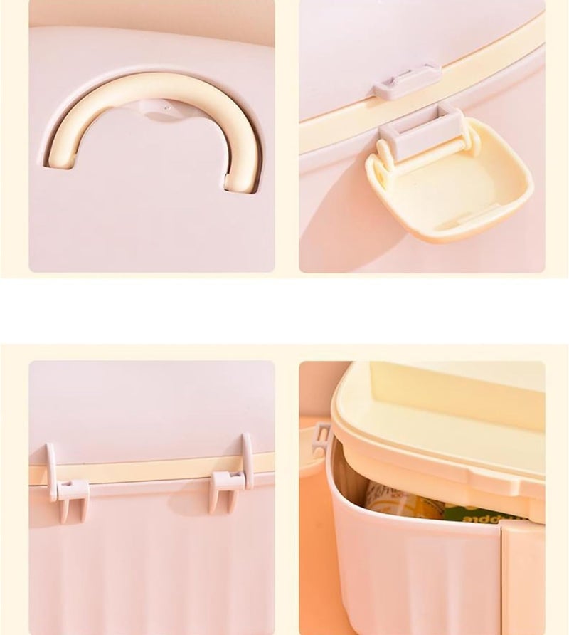 TONSYL Double Layer Plastic Medicine Box First Aids Box With Portable Handle And Tray, Safety Storage Lock, Decorative Cosmetic Drawer Organisers, Large Capacity, Dustproof For Multipurpose Use - Image 1
