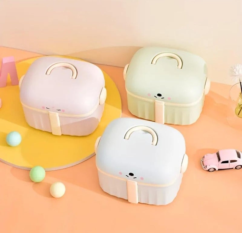 TONSYL Double Layer Plastic Medicine Box First Aids Box With Portable Handle And Tray, Safety Storage Lock, Decorative Cosmetic Drawer Organisers, Large Capacity, Dustproof For Multipurpose Use - Image 2