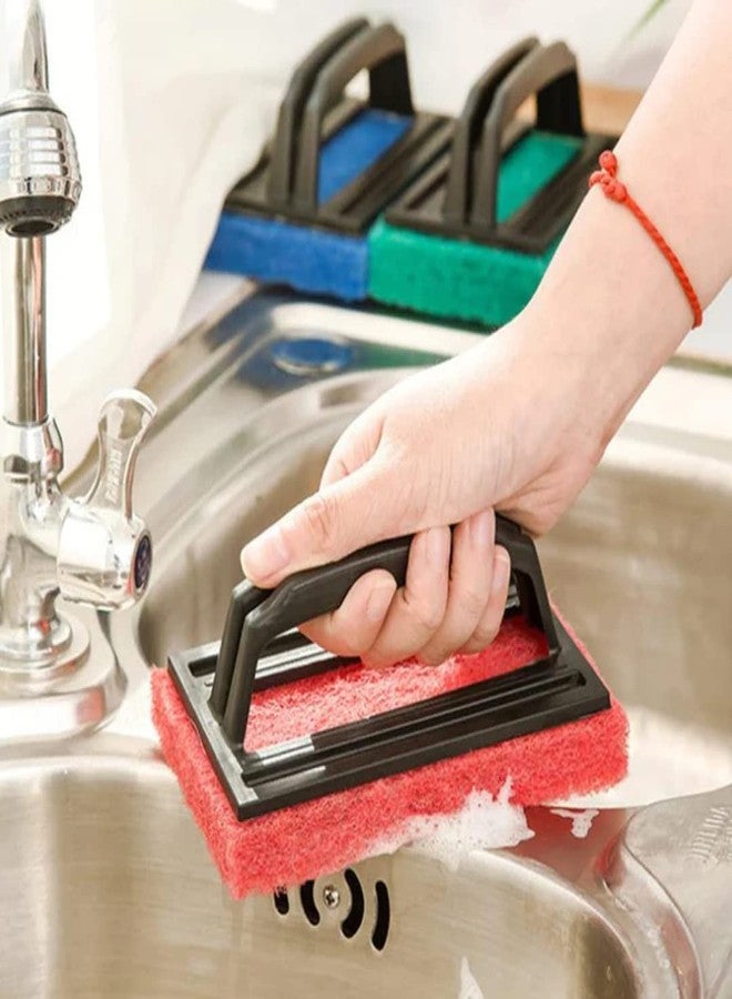 Kitchwish Heavy Duty Scrub Pad with Handle for Floor and Kitchen Cleaning - Multipurpose Tile & Bathroom Surface Scrubber, Durable Stain Remover Pack of 4 - Image 5