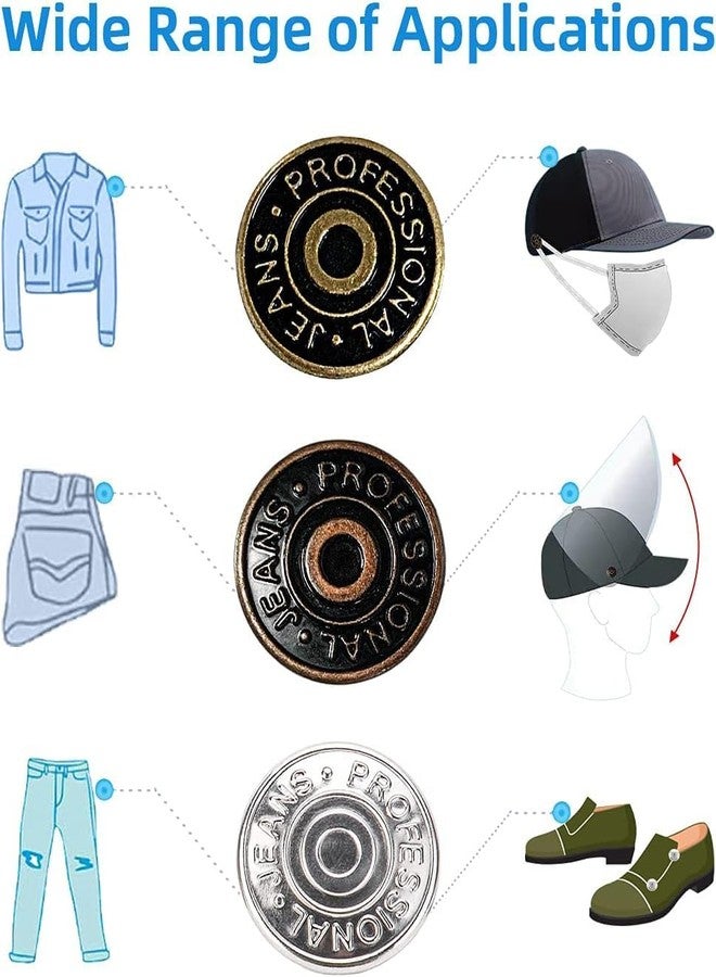 Lavnik Jeans Buttons, Metal Tack, Metal Snap Replacement Kit for Denim Jeans Jackets DIY Sewing Knitting Crafts, - Image 5