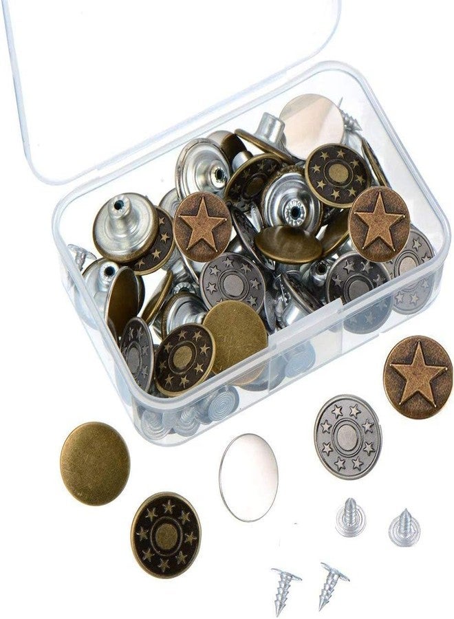 Lavnik Jeans Buttons, Metal Tack, Metal Snap Replacement Kit for Denim Jeans Jackets DIY Sewing Knitting Crafts, - Image 1