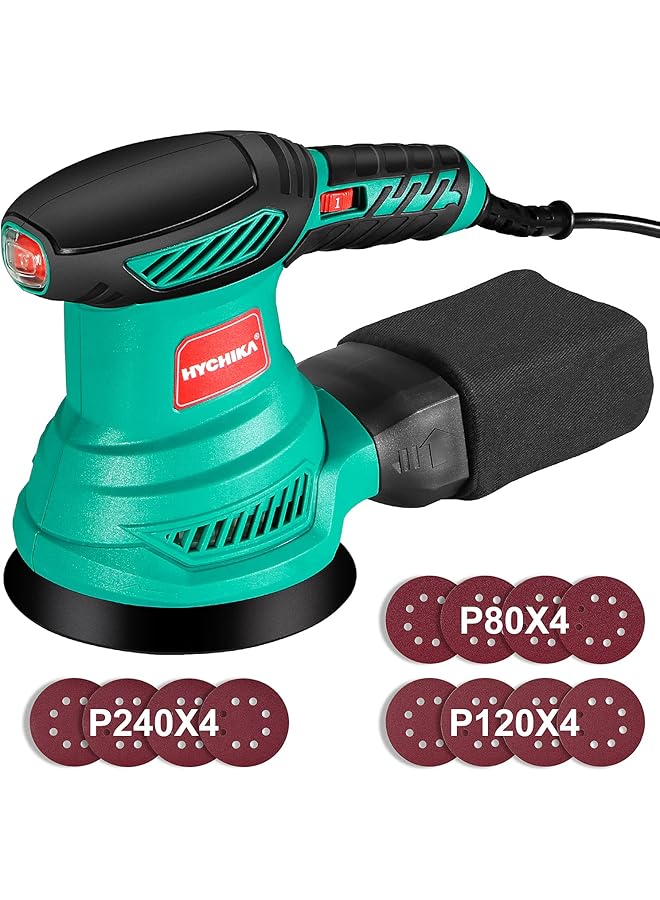 erorex Orbital Sander 300W 13000Rpm Random Orbital Sander 6 Variable Speeds 125Mm 12Pcs Sandpapers Electric Sander With Dust Collection Ideal For Sanding Polishing Wood Diy Home Improvements - Image 1